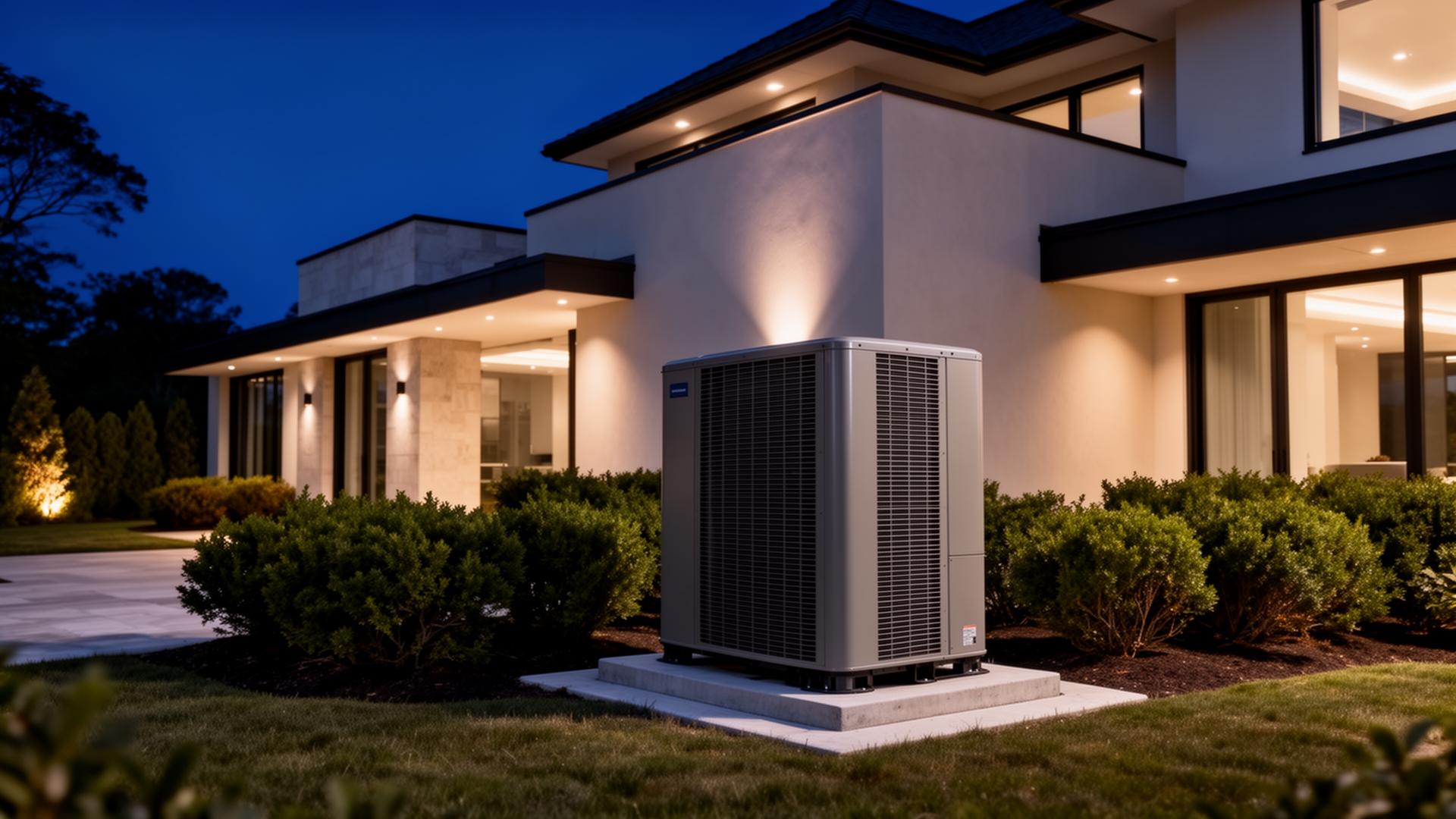 Premium central air conditioning unit installed at a modern Long Island home